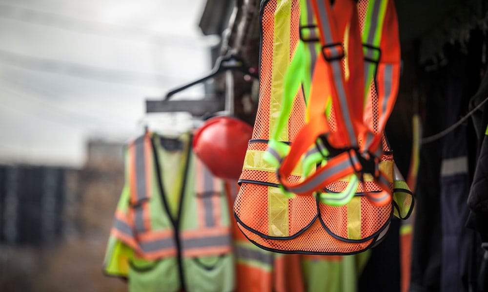 personal protection equipment on a construction site in Los Angeles, which is a legal safety regulation
