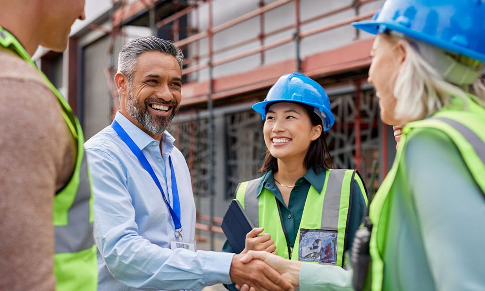 workers solving a construction dispute on a construction site in San Diego