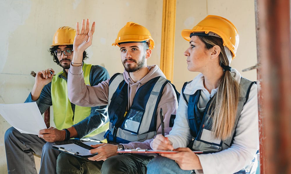 workers on a san diego construction site receiving training