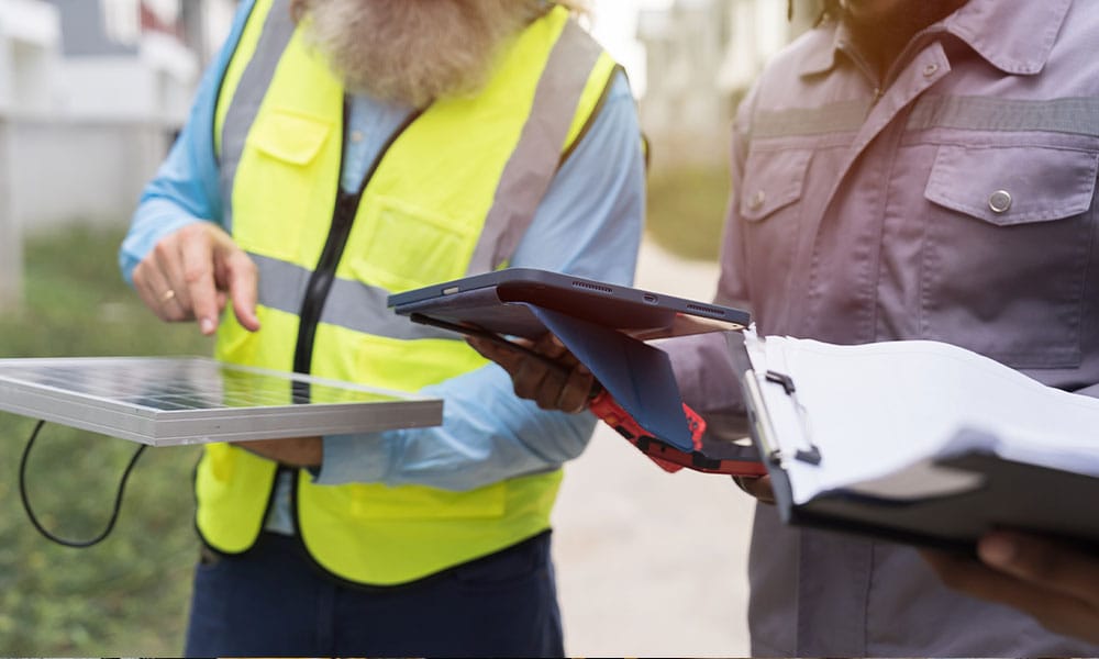 construction workers in los angeles reviewing proper training materials