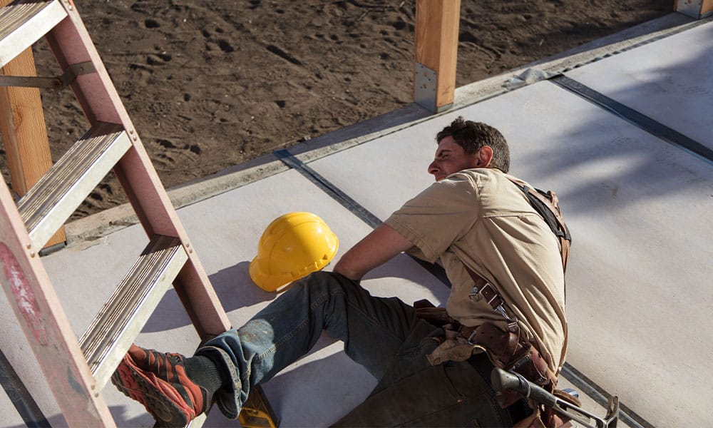 worker falling off a ladder on a San Diego construction site