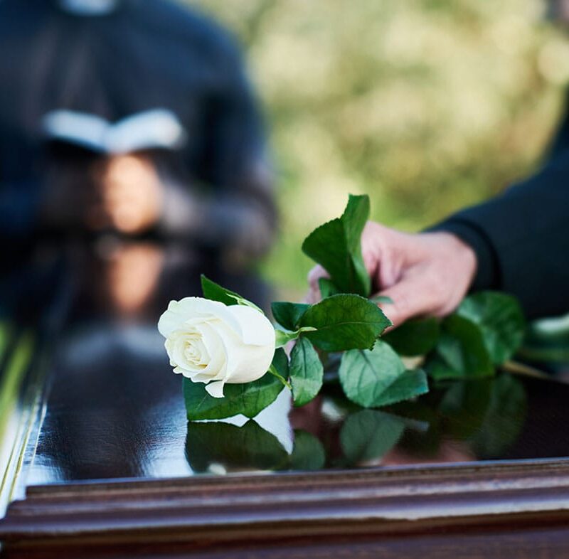 funeral casket after a construction site fatality in Los Angeles, CA