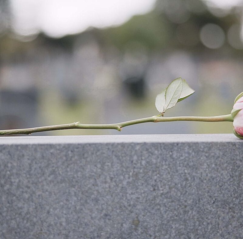 rose on a gravestone after a construction fatality in San Diego, CA