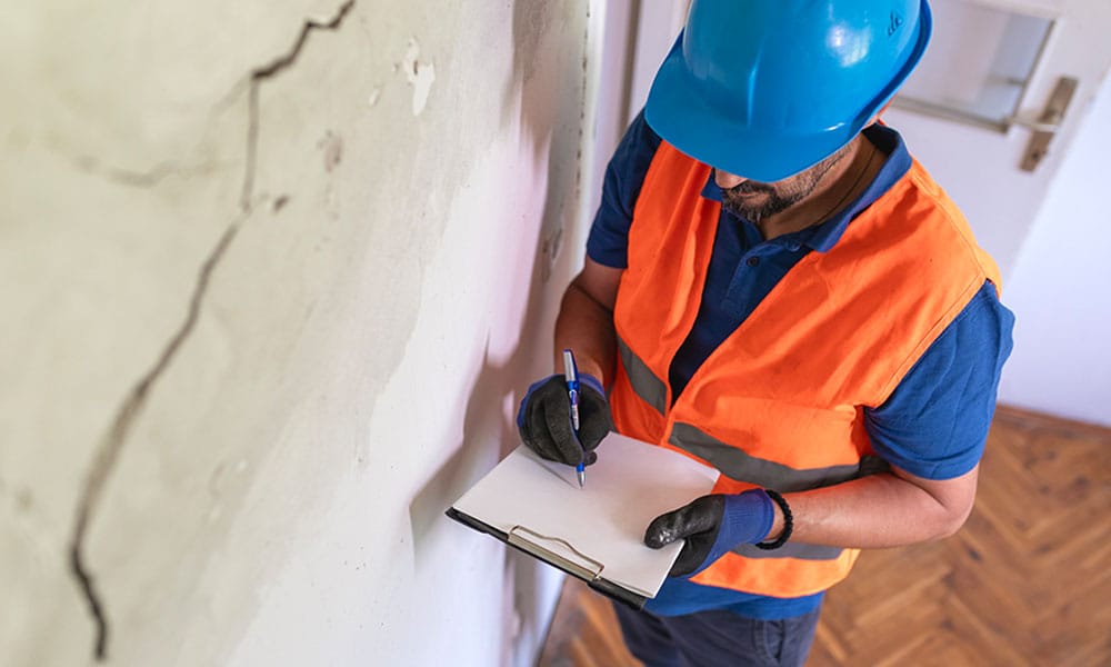 man documenting a construction defect in Los Angeles, CA