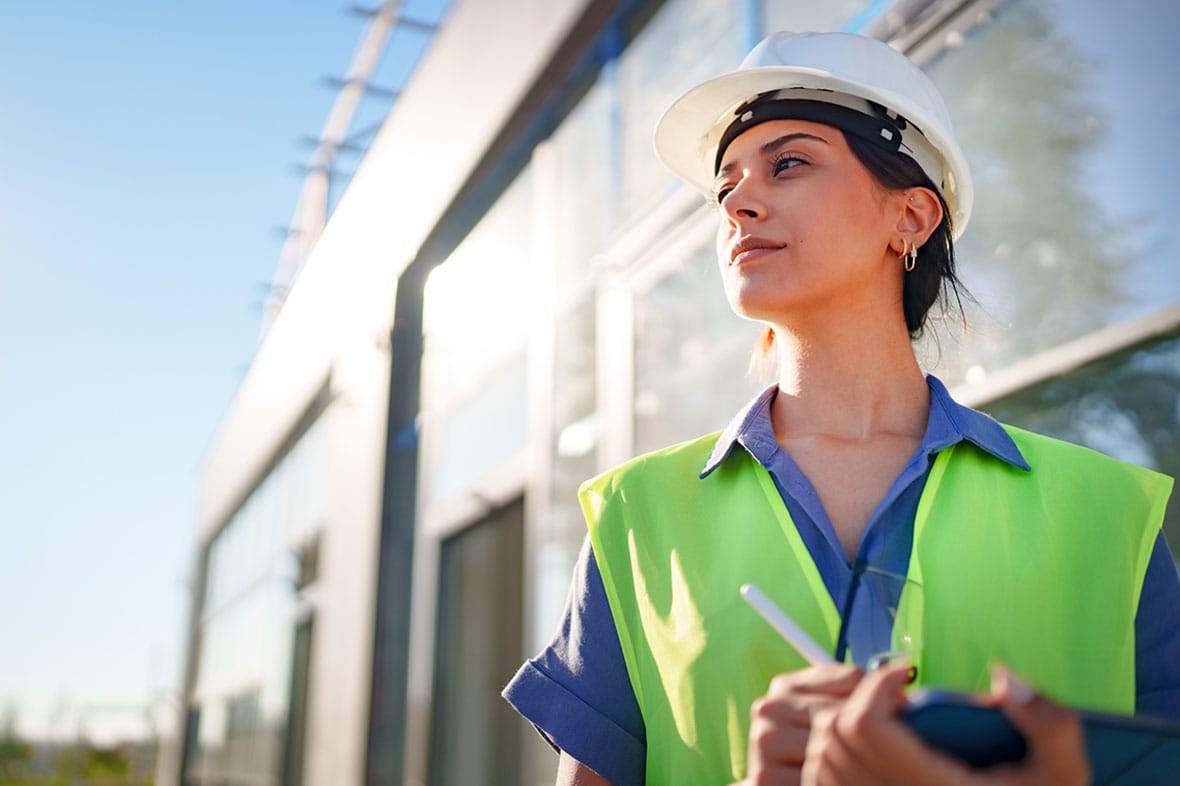 woman documenting a construction defect in Los Angeles, CA
